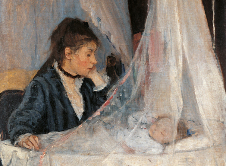 Berthe Morisot, La culla (1872), olio su tela, particolare. Parigi, Museo d’Orsay